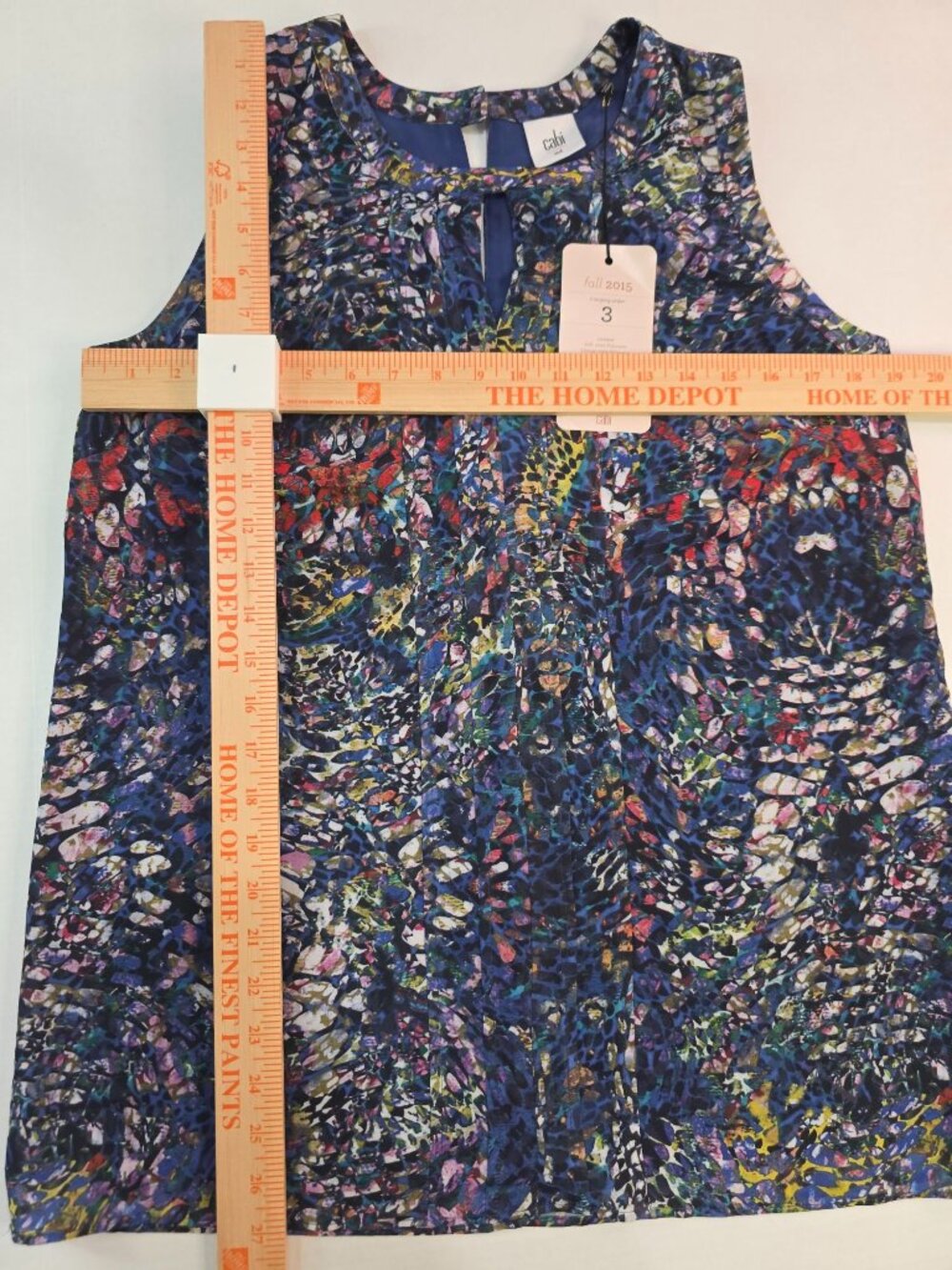 New Cabi Sophistication Sleeveless Blouse Stained Glass Blouse Floral Medium #30 - Picture 5 of 7